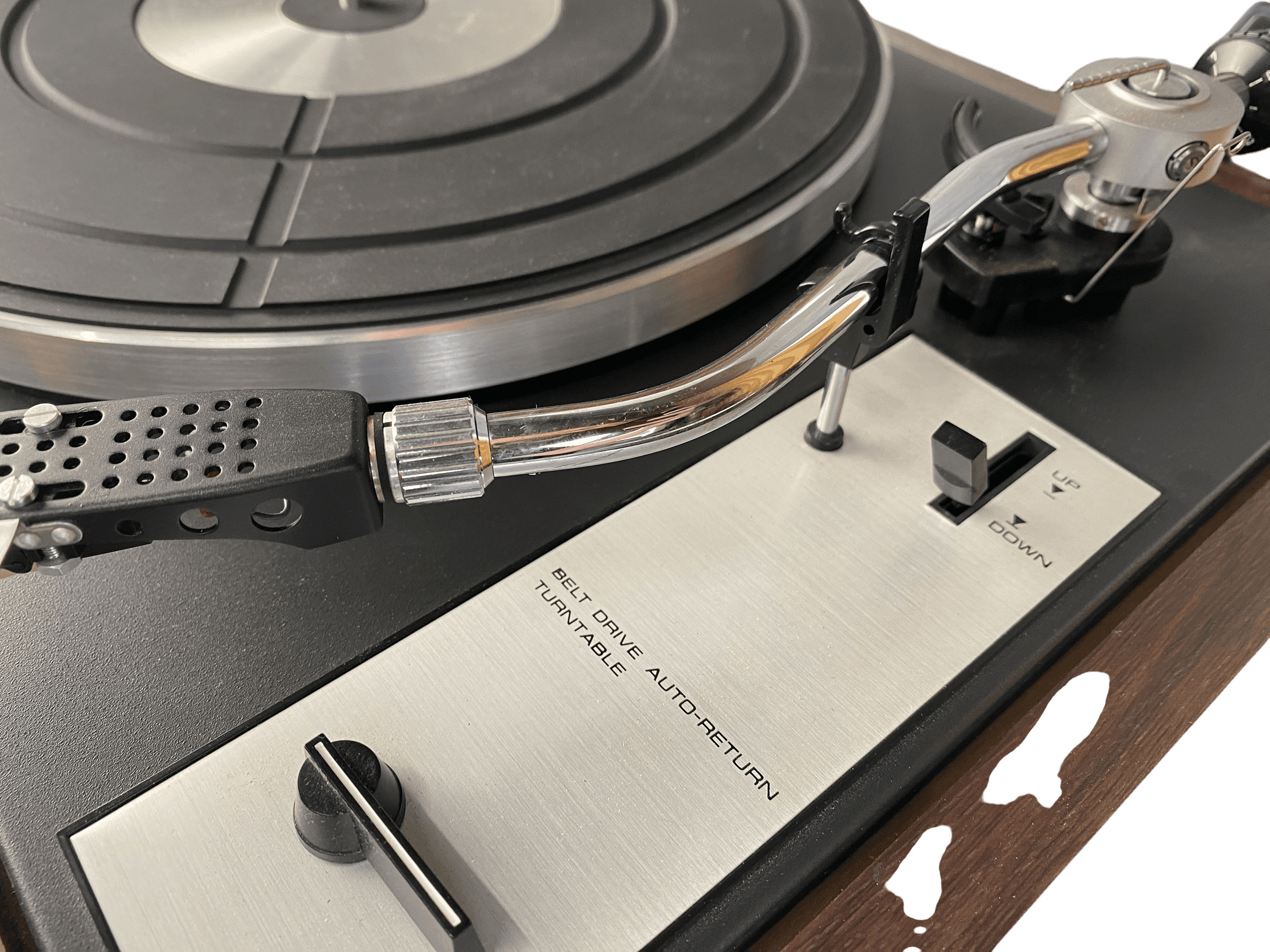 70s platespiller med S-arm